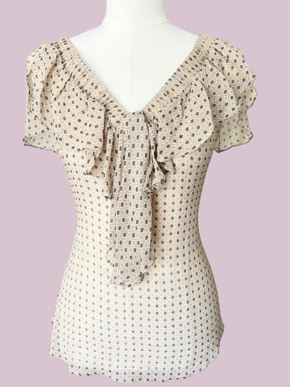 Banana Republic Silk Ruffle Tie Neck Blouse